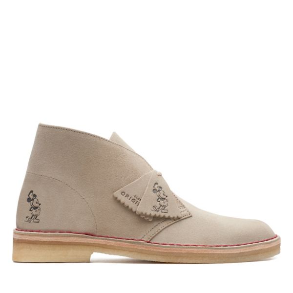 Clarks Womens Desert Boot Ankle Boots Sand Suede Embossed | CA-6587491